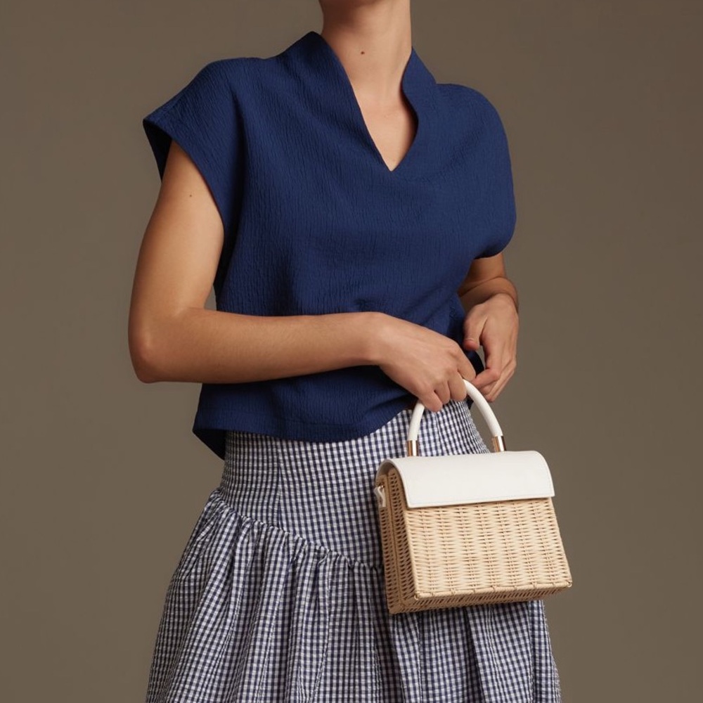 Maeve Short Sleeve Textured Popover Blouse